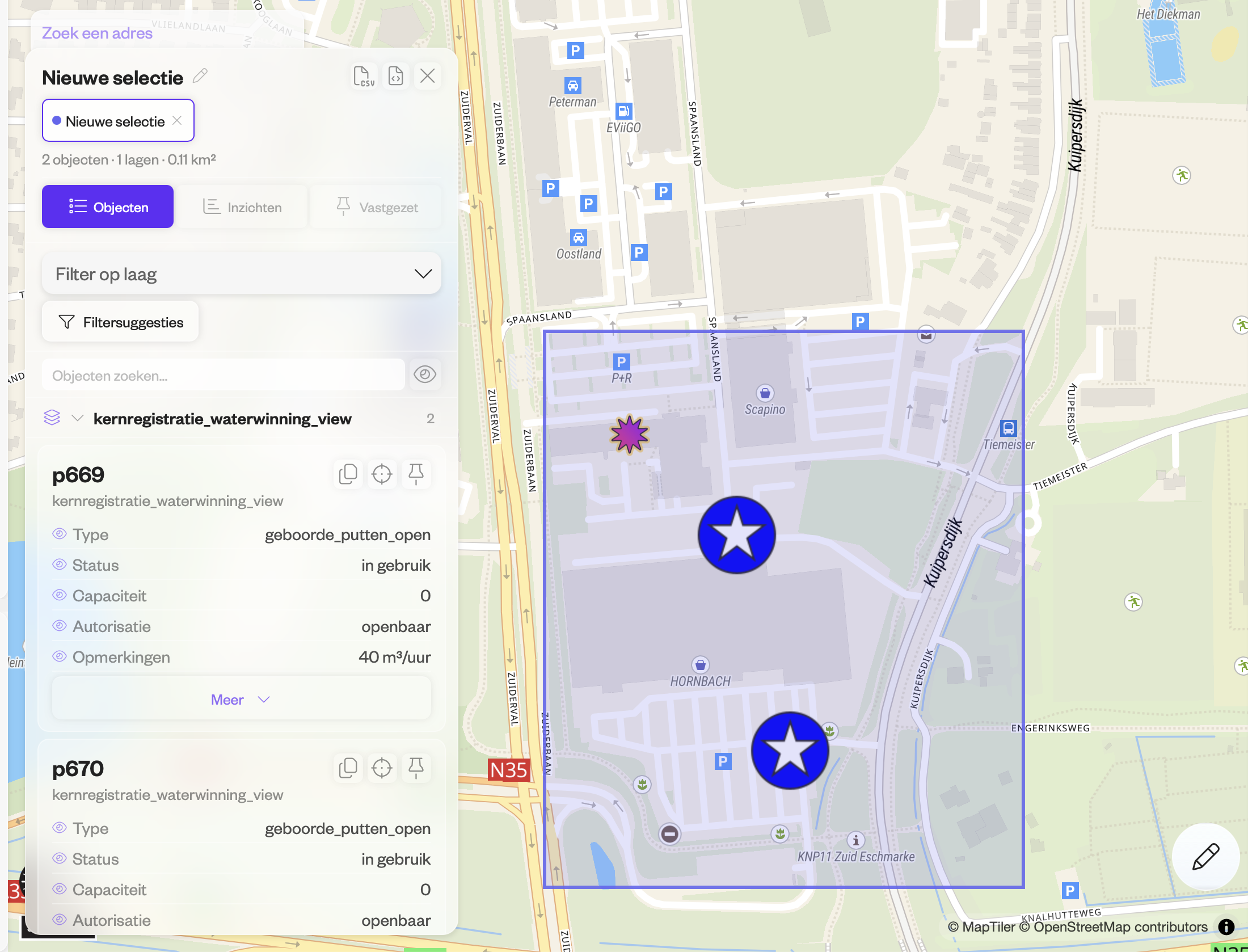 LIVECOMMAND map view showing operational information across a selected area