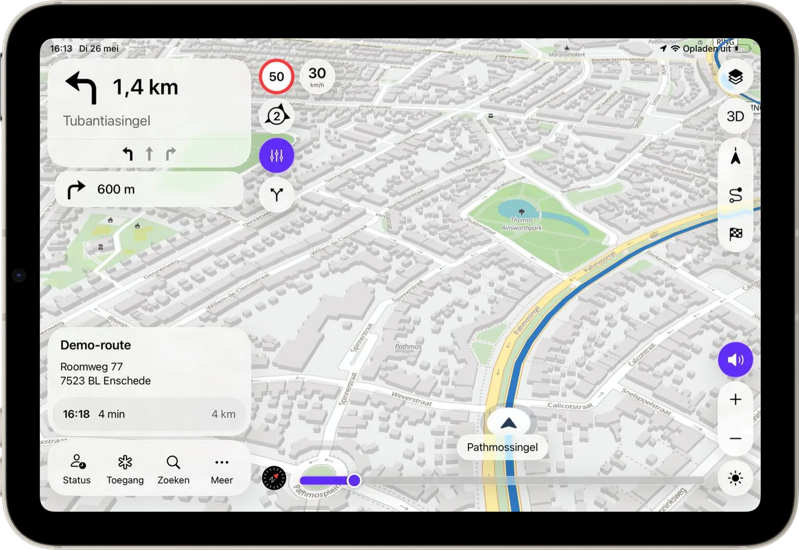 LIVENAV route guidance on iPad