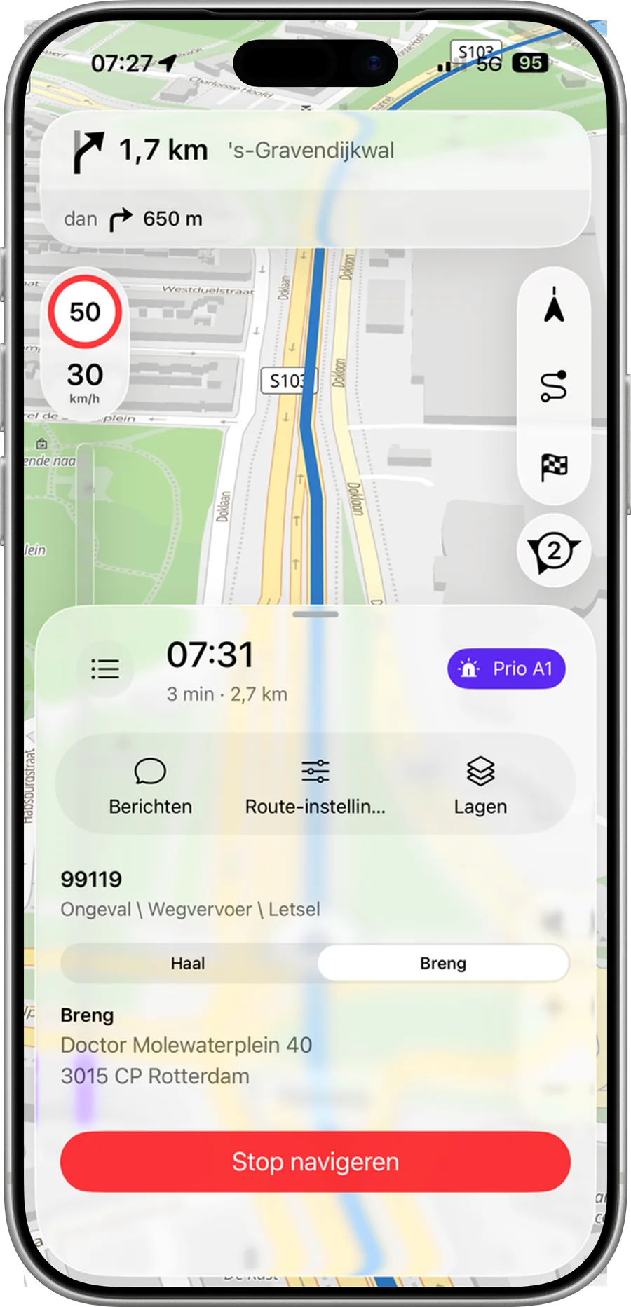 LIVENAV incident details on iPhone