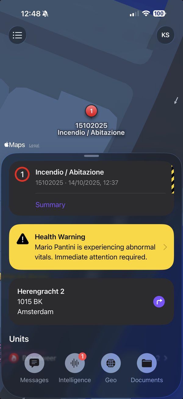 LIVEOP incident information on a field device